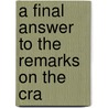 A Final Answer To The Remarks On The Cra door Onbekend
