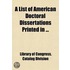 A List Of American Doctoral Dissertation