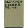 Advertisement Of October 15, 1881, Invit door Onbekend