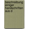 Beschreibung Einiger Handschriften Aus D door Jeremias David Reuss