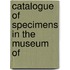 Catalogue Of Specimens In The Museum Of