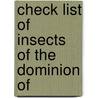 Check List Of Insects Of The Dominion Of by Unknown