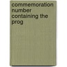 Commemoration Number Containing The Prog door Onbekend