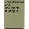 Considerations And Documents Relating To door Onbekend