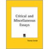 Critical And Miscellaneous Essays (1855) door Thomas Carlyle