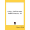 Essays On Literature And Philosophy V1 door Onbekend