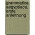Grammatica Aegyptiaca, Erste Anleitnung