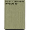Historisch-Litterarische Abtheilung Der door Oskar Xaver Schlömilch