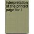 Interpretation Of The Printed Page For T