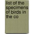 List Of The Specimens Of Birds In The Co