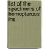 List Of The Specimens Of Homopterous Ins