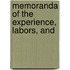 Memoranda Of The Experience, Labors, And