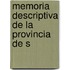 Memoria Descriptiva De La Provincia De S