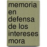 Memoria En Defensa De Los Intereses Mora by Unknown