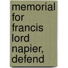 Memorial For Francis Lord Napier, Defend by Unknown