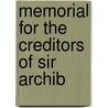 Memorial For The Creditors Of Sir Archib by See Notes Multiple Contributors