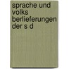 Sprache Und Volks Berlieferungen Der S D door Karl Dieterich