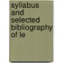 Syllabus And Selected Bibliography Of Le