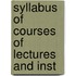 Syllabus Of Courses Of Lectures And Inst