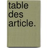 Table Des Article. by Unknown