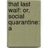 That Last Waif: Or, Social Quarantine: A