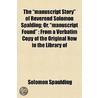 The "Manuscript Story" Of Reverend Solom by Solomon Spaulding