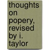 Thoughts On Popery, Revised By I. Taylor door William Nevins