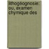 Lithogéognosie: Ou, Examen Chymique Des