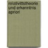 Relativittstheorie Und Erkenntnis Apriori