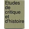 Études De Critique Et D'Histoire door Section Des Sciences Religieuses