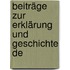 Beiträge Zur Erklärung Und Geschichte De