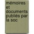 Mémoires Et Documents Publiés Par La Soc