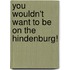 You Wouldn't Want to Be on the Hindenburg!