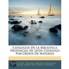 Catlogos de La Biblioteca Provincial de Len by Donna Leon