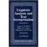 Linguistic Analysis And Text Interpretation by Martti Juhani Rudanko