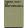 Miszellen. Register und Gesamtbibliographie by Josef Pieper