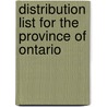 Distribution List For The Province Of Ontario by Canada. Post Office Dept.