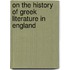 On the History of Greek Literature in England
