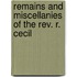 Remains And Miscellanies Of The Rev. R. Cecil