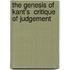 The Genesis Of Kant's  Critique Of Judgement