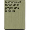 Historique Et Thorie de La Proprit Des Auteurs door Joseph Adrien Gastambide