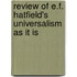 Review of E.F. Hatfield's Universalism as It Is