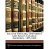 Lists Of Officers, University And King's College by Peter John Anderson