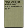 Natur Und Geist. Vorlesungen Sommersemester 1919 by Michael Weiler