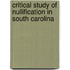 Critical Study of Nullification in South Carolina
