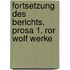 Fortsetzung des Berichts. Prosa 1. Ror Wolf Werke