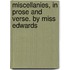 Miscellanies, In Prose And Verse. By Miss Edwards