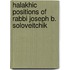 Halakhic Positions Of Rabbi Joseph B. Soloveitchik