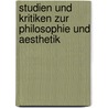 Studien Und Kritiken Zur Philosophie Und Aesthetik door Visser Zimmermann