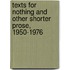 Texts For Nothing And Other Shorter Prose, 1950-1976